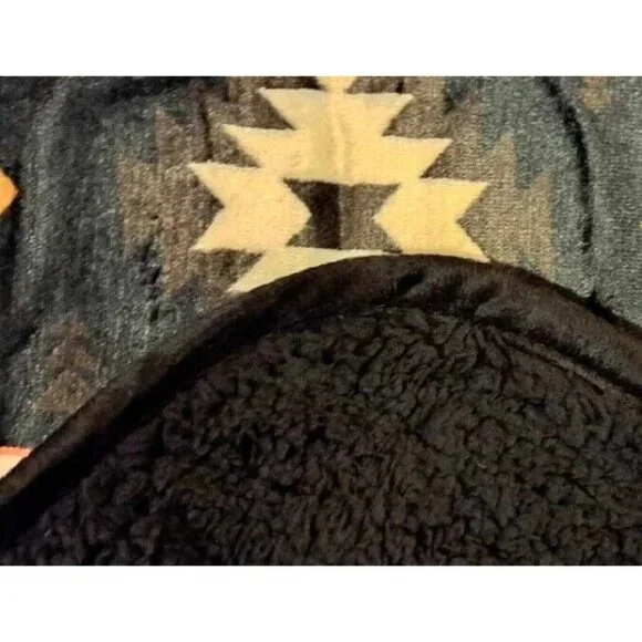 New Black Rustic Bison Buffalo Sherpa Plush Throw Gift Blanket Native American - Picture 4 of 5